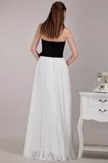 Black and White Strapless Chiffon Skirt Prom Dress For Discount