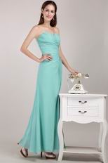 Side Split Shows Leg Style Turquoise Chiffon Cheap Prom Dress