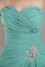 Side Split Shows Leg Style Turquoise Chiffon Cheap Prom Dress