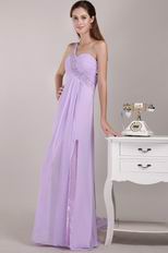 Lavender Chiffon Prom Dress Design With One Shoulder Watteau Skirt