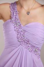 Lavender Chiffon Prom Dress Design With One Shoulder Watteau Skirt