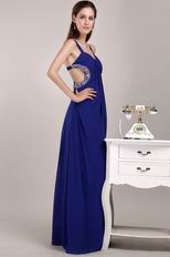 Royal Blue Chiffon Cross Back Dress Ready To Wear For Prom