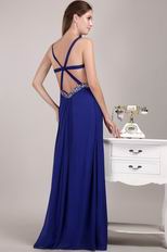 Royal Blue Chiffon Cross Back Dress Ready To Wear For Prom