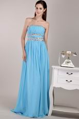 Aqua Blue Chiffon Fabric Designer Prom Dress For Lady