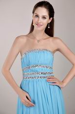 Aqua Blue Chiffon Fabric Designer Prom Dress For Lady