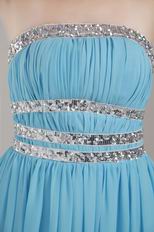 Aqua Blue Chiffon Fabric Designer Prom Dress For Lady