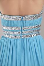 Aqua Blue Chiffon Fabric Designer Prom Dress For Lady