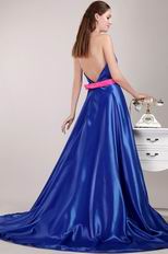 Halter Top Royal Blue Designer Pageant Prom Dresses