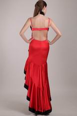 Red High-low Christmas Day Prom Dress With Spaghetti Straps