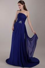 Royal Blue Strapless Court Train Prom Dress For Cheap