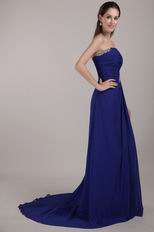 Royal Blue Strapless Court Train Prom Dress For Cheap