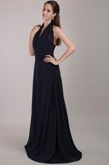 Stylish Halter Floor-length Black Chiffon Long La Prom Dress