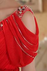 Top Designer V Neckline Prom Dress With Red Chiffon Skirt