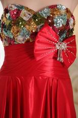 Wholesale Sweetheart Flaring Colorful Sequin Prom Dress With Bowknot