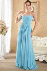 Spaghetti Straps Skirt New Arrival Aqua Blue Chiffon Prom Dress