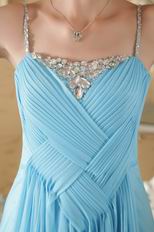 Spaghetti Straps Skirt New Arrival Aqua Blue Chiffon Prom Dress