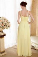 Beautiful V-neck Beaded Yellow Chiffon Dress For Prom Party