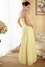 Beautiful V-neck Beaded Yellow Chiffon Dress For Prom Party