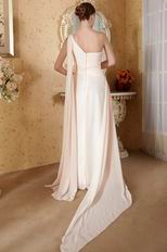 Column One Shoulder Watteau Train Baby Pink Prom Celebrity Dress