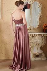 Not Expensive One Shoulder Brown Dress Ready To Prom Party Wear