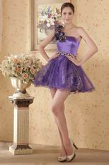 Eggplant Special Occasion Dress With HandMade Leopard Print Flower