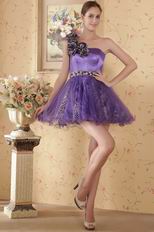 Eggplant Special Occasion Dress With HandMade Leopard Print Flower
