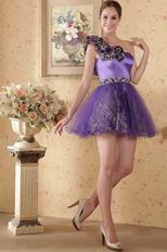 Eggplant Special Occasion Dress With HandMade Leopard Print Flower