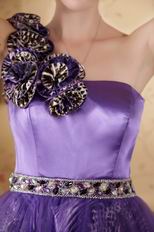 Eggplant Special Occasion Dress With HandMade Leopard Print Flower