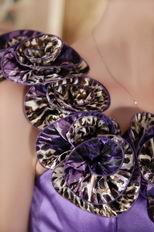 Eggplant Special Occasion Dress With HandMade Leopard Print Flower