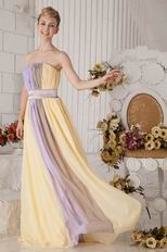 New Style Strapless Colorful Contrast Color Chiffon Prom Dress