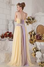 New Style Strapless Colorful Contrast Color Chiffon Prom Dress