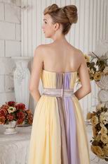 New Style Strapless Colorful Contrast Color Chiffon Prom Dress