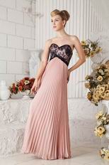 Black Lace Bodice Beautiful Pink Chiffon Prom Dresses