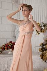 Wholesale One Shoulder Other Side Zipper Orange Pink Prom Dress China