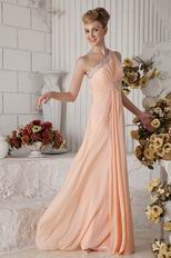 Wholesale One Shoulder Other Side Zipper Orange Pink Prom Dress China