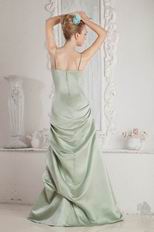 Spaghetti Straps Celadon Greyish-Green Bridal Party Dress Petite