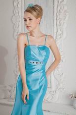Fashion Spaghetti Straps Mermaid Aqua Blue Taffeta Prom Dresses