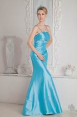 Fashion Spaghetti Straps Mermaid Aqua Blue Taffeta Prom Dresses