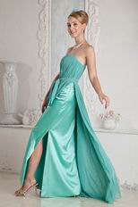 Sweetheart A-line Turquoise Chiffon Prom Dress Skirt With Split