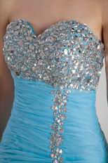 Luxurious Corset Mermaid Split Aqua Blue Prom Dress With Crystals