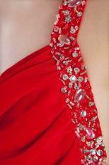 Modest Halter Scarlet Chiffon Women Prom Party Dresses Petite