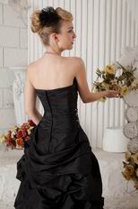 Sweetheart High-Low Skirt Chapel Train Black Taffeta Prom Dress