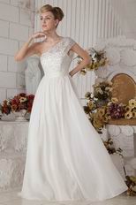 Affordable Wide One Shoulder Strap Ivory Prom Dresses With Lace