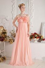 2018 New Style Strapless Flouncing Orange Chiffon Prom Dress On Sale