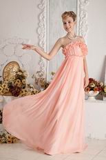 2018 New Style Strapless Flouncing Orange Chiffon Prom Dress On Sale