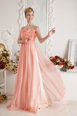 2018 New Style Strapless Flouncing Orange Chiffon Prom Dress On Sale