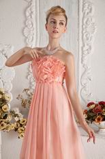 2018 New Style Strapless Flouncing Orange Chiffon Prom Dress On Sale