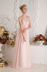 New Coming Straps Empire Waist Pink Chiffon Maternity Prom Dress