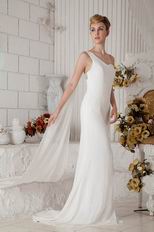 Elegant One Shoulder Watteau Ivory Chiffon Prom Dress With Split