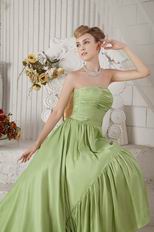 Strapless High Low Skirt Cathedral Spring Green Puffy Prom Gown